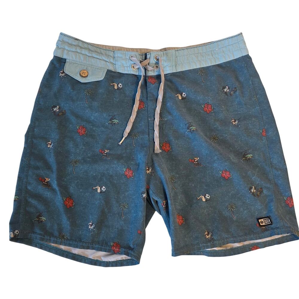 Salty Crew Pinnacle Coconut Blend Board Shorts Blue Floral Fish 32